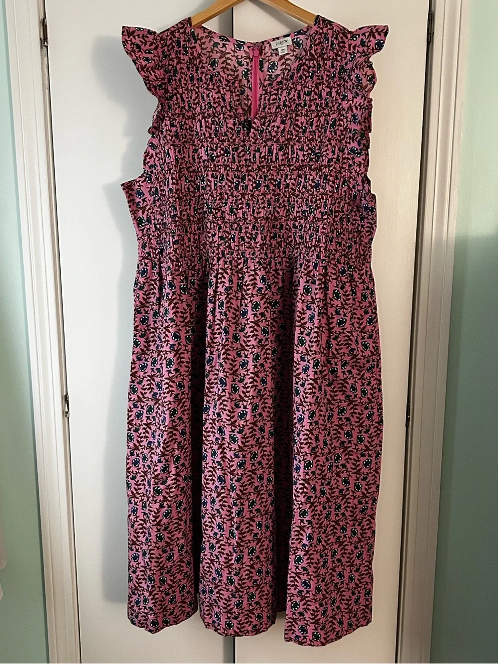 J Crew Smocked Floral Print Dress 3X